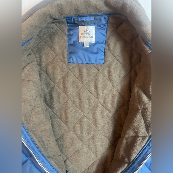 Peter Millar Men's Essex Quilted golf fleeced lined Vest Astral Blue/Brown M - Picture 8 of 12
